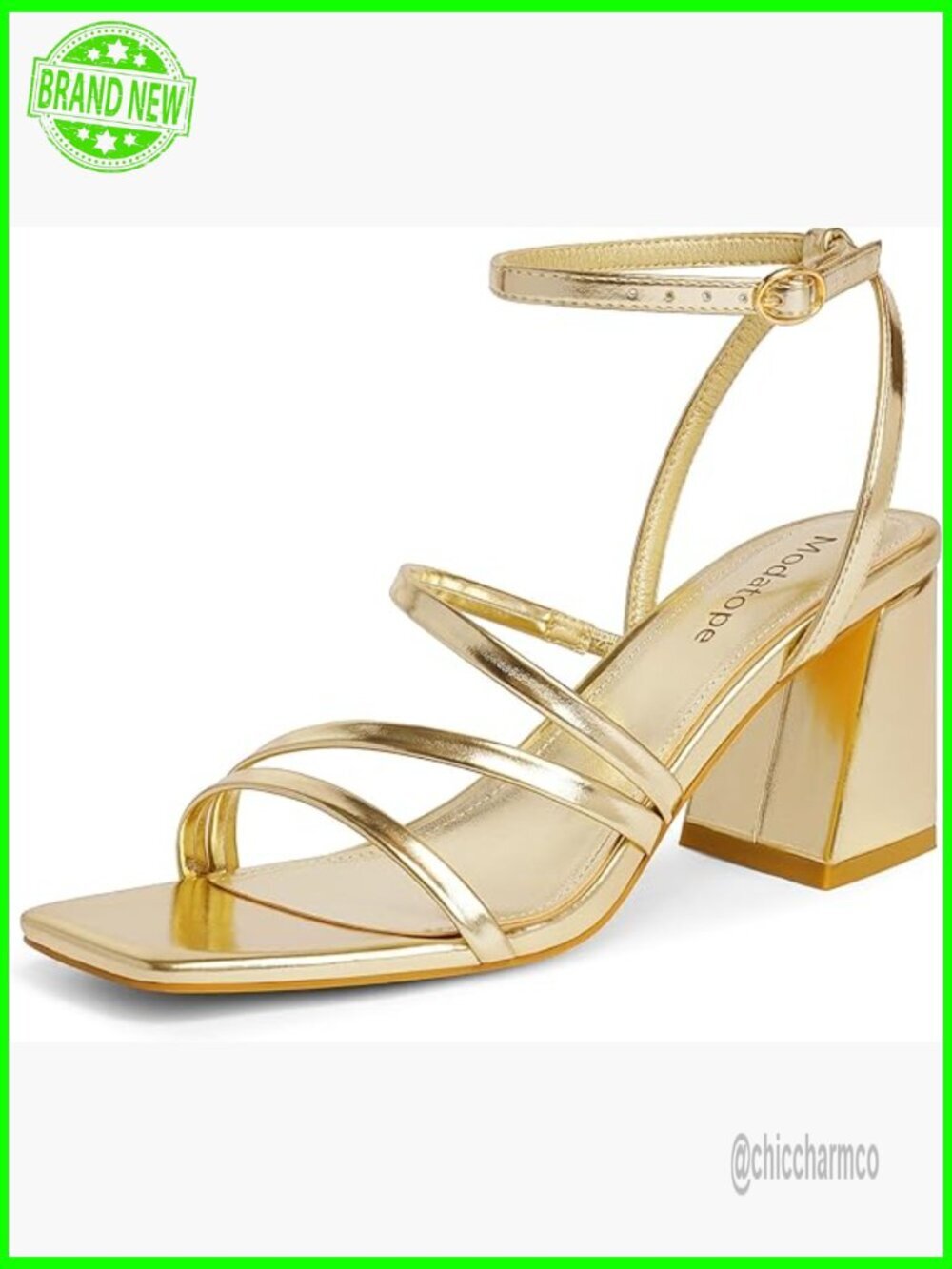 Strappy Chunky Block Heeled Sandals Square Open Toe Ankle Strap